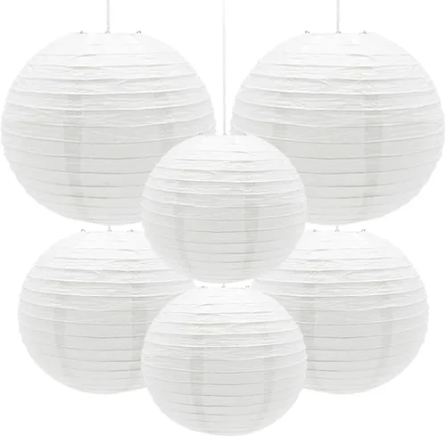 Vista 13 de 6 faroles de papel decorativos redondos colgantes para fiestas, aulas, bodas, Halloween, Navidad, decoración del hogar
