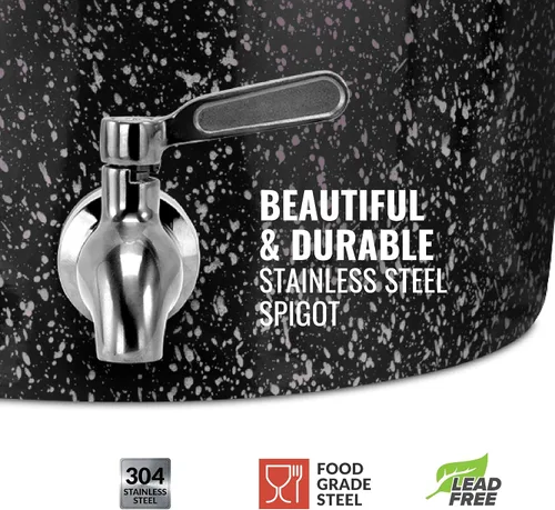 Vista 2 de Geo Sports - Dispensador de agua de cerámica de porcelana, grifo de acero inoxidable, válvula y tapa incluidas. Se adapta a jarras de 3 a 5 galones