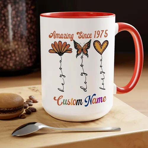 Vista 5 de Regalo personalizado de cumpleaños 48 para ella, mujeres, mamá, hermana, mejor amiga, abuela, taza de mariposa con nombre personalizado, taza
