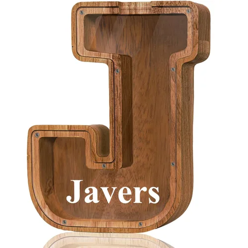 Vista 84 de Alcancía de madera grande personalizada con letras – Alcancía de letras para niños y niñas, regalo de cumpleaños (A)