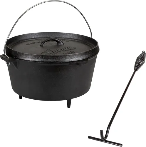 Vista 24 de Stansport - Horno holandés de hierro fundido presazonado de 1 cuarto con fondo plano (16016) Pre-seasoned cast iron with a flat bottom for stovetop