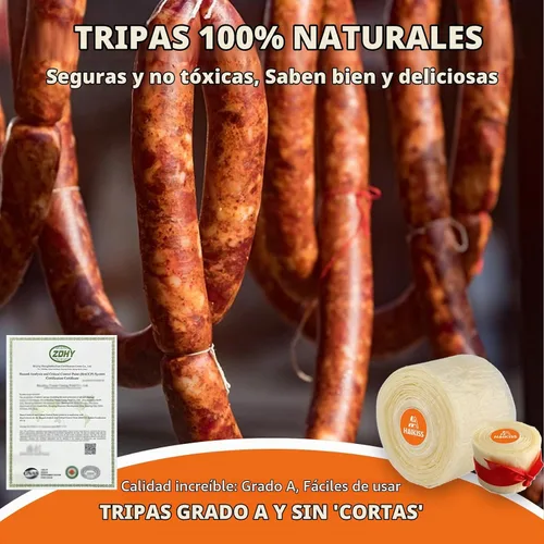 Vista 3 de HAIKISS Carcasa de salchicha de secado comestible, tripas naturales para salchichas caseras sabrosas, salchichas de desayuno, perrito caliente