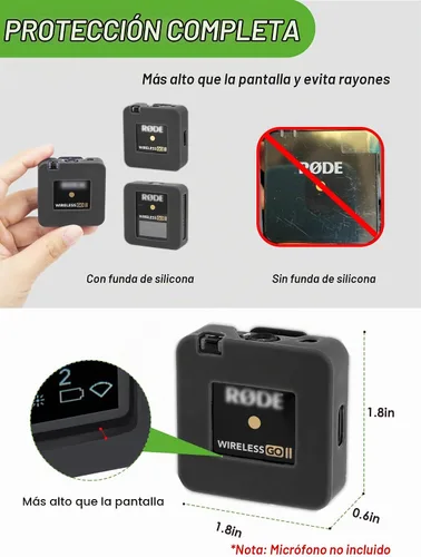 Vista 3 de YOUSHARES - Funda de silicona para Rode Wireless GO II/Wireless PRO/Wireless ME, funda protectora de silicona compatible con el sistema de micrófono