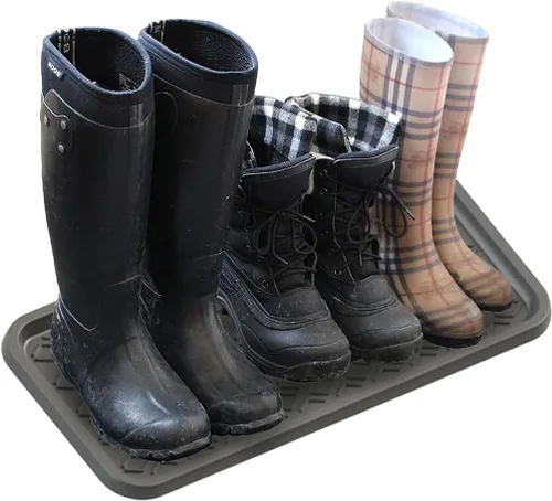 Vista 3 de Sun Dolphin Boot Tray for Entryway Indoor, Heavy Duty Plastic Shoe Tray, Water Resistant Shoe Mat Tray Multipurpose Boot Mat
