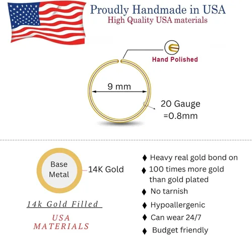 Vista 35 de LUCKYJEWUS Small Thin Gold or Sterling Silver Nose Ring Hoop for Women, Tiny Nose Piercing jewelry
