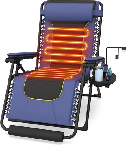 Vista 8 de Suteck Heated Zero Gravity Chair, 400LBS 30.3" Padded Antigravity Chairs Fossil Gray