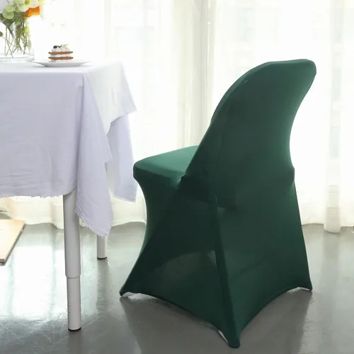 Vista 2 de Balsa Circle 10 fundas para sillas plegables de elastano verde cazador, protector de asiento extraíble, lavable, suministros de fiesta, boda