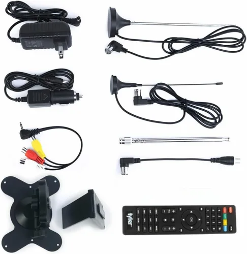 Vista 6 de Tyler 7" Monitor LCD de TV portátil con batería recargable, capacidad inalámbrica, HD-TV, USB, entrada HDMI, AC/DC, control remoto, soporte