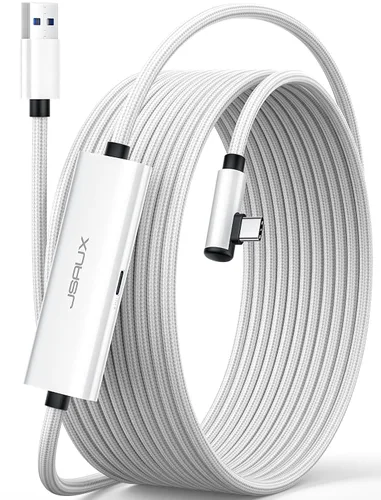 Vista 8 de JSAUX Cable de enlace de 16 pies con carga compatible con accesorios Meta Quest 3S/Quest3/2/Pro Carga mientras juegas: USB 3.0 de datos de alta