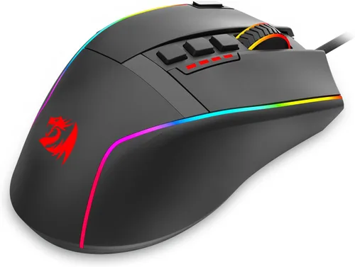 Vista 4 de Redragon Ratón para juegos, mouse para juegos con cable con sensor Opitacl de 26,000 DPI, mouse ergonómico con botón de fuego, ratón RGB programable