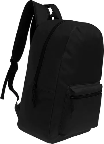 Vista 5 de Mochilas escolares de 17 pulgadas para niños, mochilas a granel para estudiantes de primaria, media y secundaria en varios colores, Negro