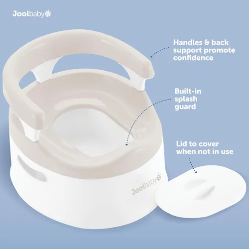 Vista 3 de Jool Baby Silla para ir al baño para niños pequeños, protector contra salpicaduras y soporte de espalda (harina de avena)