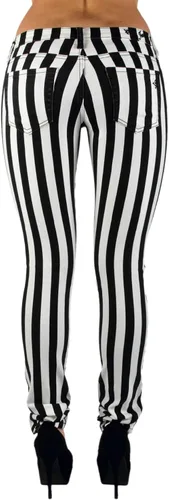Vista 5 de Negro y Blanco Rayas Clásico Sexy Skinny & Bootcut Jeans Junior & Plus