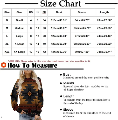 Vista 3 de Sudadera de manga larga con cuello redondo para mujer, casual, holgada, con estampado azteca occidental, camiseta tipo túnica de moda de otoño