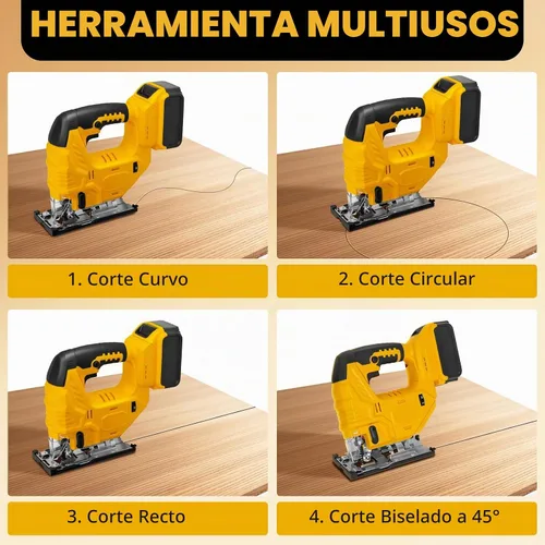 Vista 4 de Sierra de calar sin escobillas compatible con batería Dewalt de 20 V (sin batería), rompecabezas inalámbrico con bolsa de herramientas, velocidad