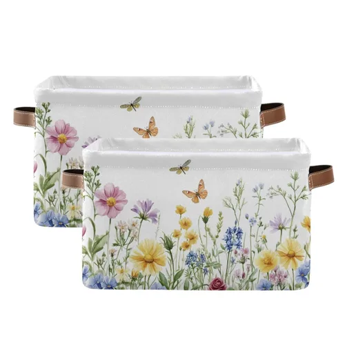 Vista 20 de Emelivor ABC - Contenedor de almacenamiento plegable con asa rectangular impermeable ABC Dinosaurios cesta para almacenamiento cubo organizador