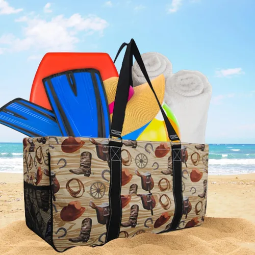 Vista 268 de NGIL Bolsa de comestibles reutilizable extra grande plegable de gran tamaño para comestibles, almacenamiento, picnic, playa, Bronco-negro occidental