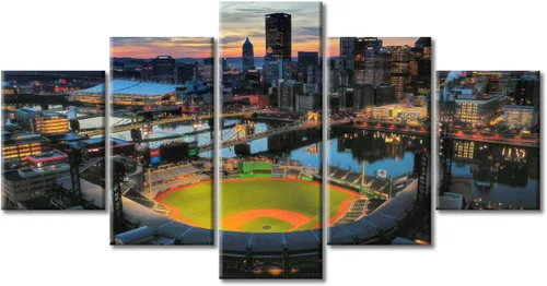 Vista 52 de Busch Stadium Baseball Home Decor St. Louis, Missouri Cityscape - Pósteres e impresiones artísticas de pared de 5 piezas de estadios de béisbol