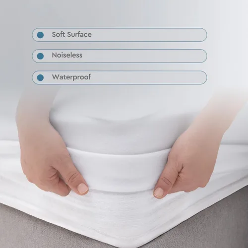 Vista 5 de YATAS BEDDING Microfit - Protector de colchón impermeable, sin vinilo, suave y duradero, lavable a máquina a 90°, color blanco