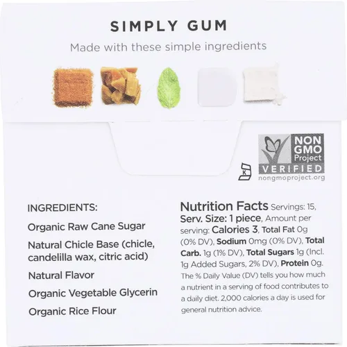 Vista 2 de Simply Gum Goma de mascar de menta verde, natural, 15 piezas (paquete de 12)