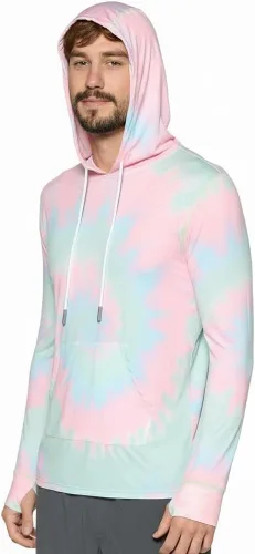Vista 34 de INGEAR Sudadera con capucha UPF 50+ para hombre, ligera, con protección UV, de secado rápido, absorbe la humedad, con bolsillo Negro