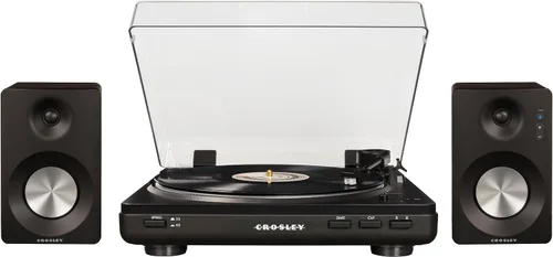 Vista 2 de Crosley KT400A-BK - Tocadiscos Bluetooth de 2 velocidades totalmente automático con altavoces estéreo S100A, color negro