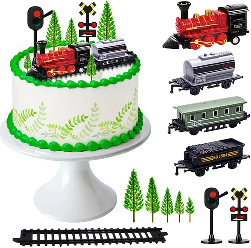 Vista 8 de MEMOVAN Decoración para tarta de camiones, decoración de tarta de camión para niños, coche de carreras para tarta de cumpleaños, decoración