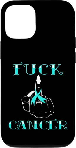 Vista 28 de Fuck Cancer Tattoos Survivor Teal Ribbon Ovarian Cancer Case for iPhone 16