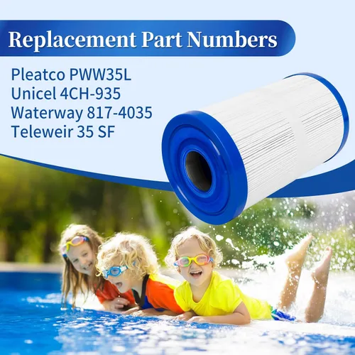 Vista 2 de PWW35L - Cartucho de filtro para bañera de hidromasaje sustituye a Plea tco PWW35L, Uni cel 4CH-935, Water Way 817-4035, Tele Weir 35 SF, SD-01235
