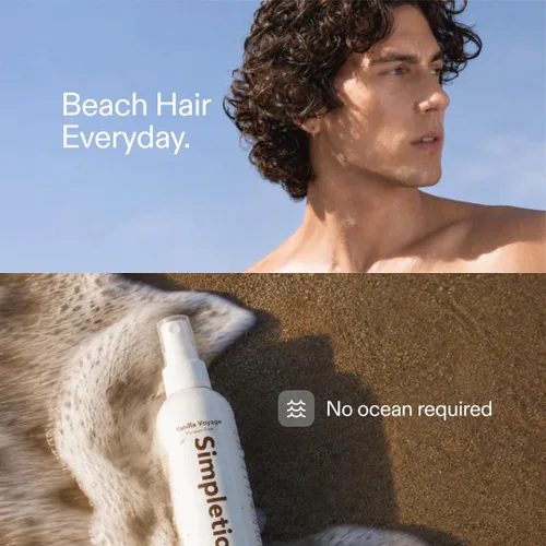 Vista 7 de Simpletics Espray para el cabello con sal marina del Himalaya (aroma a vainilla), fórmula natural de 5 ingredientes para ondas de playa y volumen
