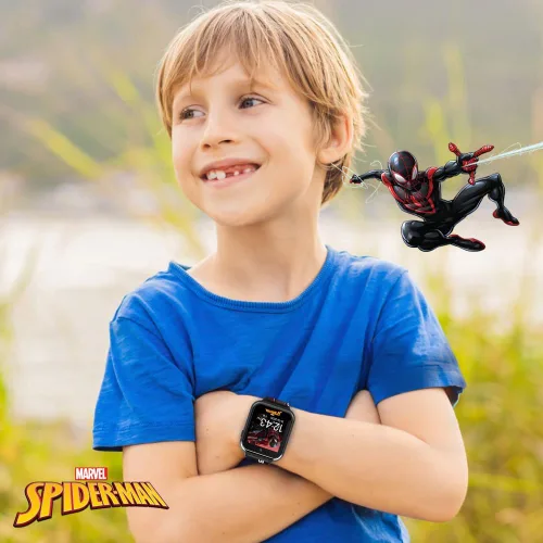 Vista 4 de Marvel Spider-Man - Reloj inteligente para niños, reloj interactivo con pantalla táctil con 10 caras de reloj personalizables, cámara integrada