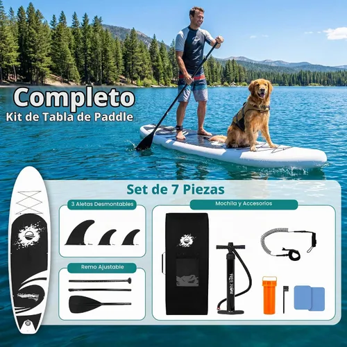 Vista 5 de SereneLife Tabla de remo inflable de 10 pies 6 pulgadas con accesorios de SUP de primera calidad, diseño amplio y estable con almohadilla