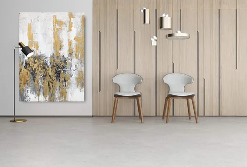Vista 6 de Yihui Arts - Lienzo moderno de cielo abstracto en lienzo con lámina dorada para decoración del dormitorio