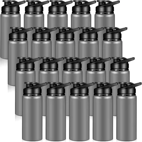 Vista 11 de Potchen - Paquete de 20 botellas de agua de aluminio con tapa a presión, color negro, 20 onzas