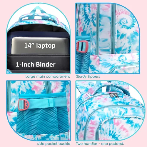 Vista 5 de BLUEFAIRY - Mochilas para niños y niñas para regreso a clases, regalos para niños de primaria, escuela primaria y secundaria, Azul claro