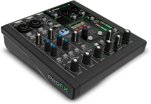 Vista 4 de Mackie ProFX6v3+ Mezclador analógico profesional de 6 canales con USB, preamplificadores de micrófono Onyx, motor de efectos GigFX y Bluetooth 2