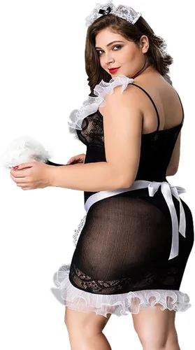Vista 3 de Domi us - Disfraz de sirvienta francesa sexy de talla grande para mujer disfraz de sirvienta de Halloween