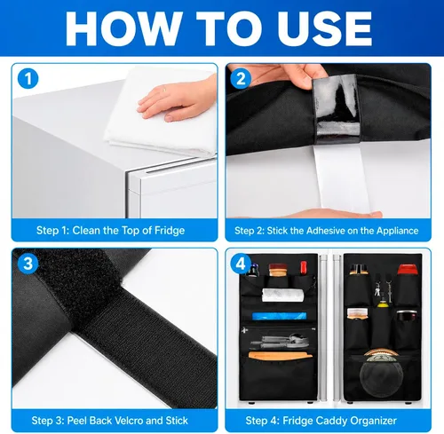 Vista 6 de Mini organizador de almacenamiento para refrigerador para dormitorio, 70.9 x 15 pulgadas, estante para refrigerador con rodillo de toalla de papel
