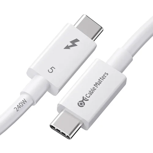 Vista 8 de Cable Matters [Certificado por Intel] Cable Thunderbolt 5 de 80 Gbps con hasta 120 Gbps de aumento de ancho de banda y carga de 240 W - 0,3 m / 1