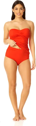 Vista 2 de Anne Cole Top de natación tipo tankini con nudo frontal fruncido para mujer