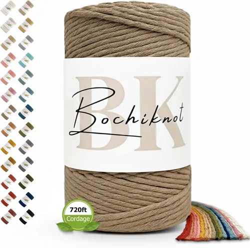 Vista 27 de BOCHIKNOT Cordón de macramé de 3 mm x 302 m - Cordón de macramé de hebra única para colgantes de pared, perchas de plantas - Cordón de macramé de 3