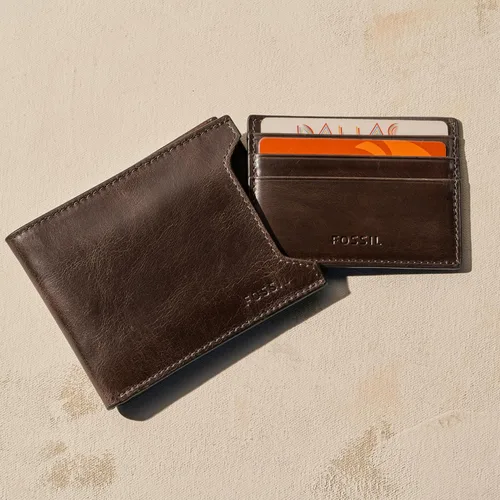 Vista 5 de Fossil Cartera de cuero plegable deslizante 2 en 1 con funda extraíble para tarjetas para hombres