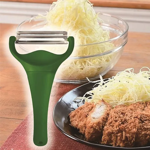Vista 2 de Nonoji MAX - Pelador y triturador de repollo con mango antideslizante, Julienne, 2 cuchillas afiladas para pelar verduras, cocina, verde oscuro