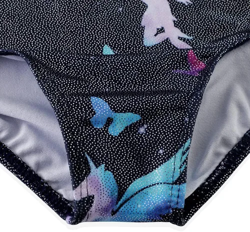 Vista 150 de HOZIY - Leotardos de manga larga para niñas, de gimnasia, para niños pequeños, trajes florales de unicornio, galaxia, arco iris, patrón de rayas