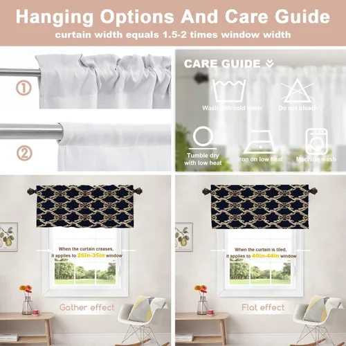 Vista 554 de Shrahala Orange Autumn Autumn Blackout Curtain Tiers, Fall Kitchen Valance Light Blocking Tier Drapes with Rod Pocket, 2 Pack 26 X 24 in