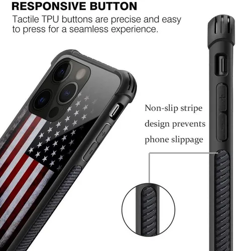 Vista 4 de ZHEGAILIAN Funda para iPhone 14 Pro, protección de grado militar, esquinas a prueba de golpes, funda antiarañazos para iPhone 14 Pro, bandera vieja