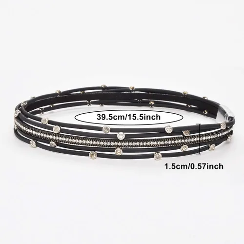 Vista 5 de Pulsera de cuero para mujer con cuentas de cristal para mujer