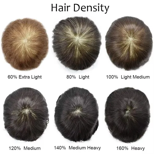 Vista 211 de Toupee para hombre 100% cabello humano real tupé para hombres 0.004 in piel de poliuretano para hombre, sistema de reemplazo de piezas de pelo
