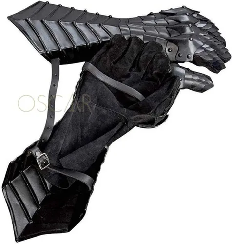Vista 3 de Guantes de acero Nazgul Guanteletes de acero armadura medieval Señor de los anillos Lote Nazgul Fantasía