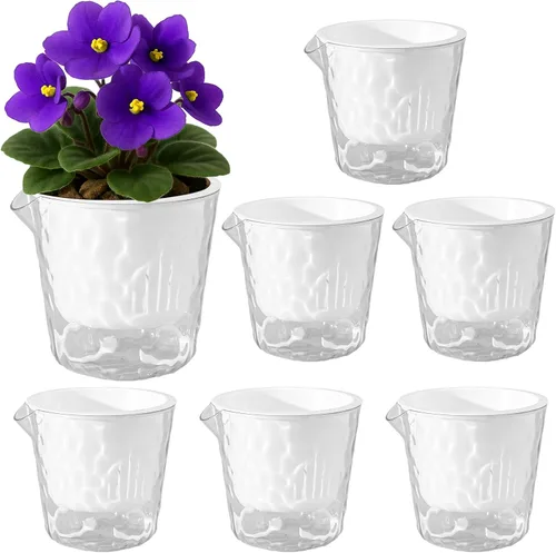 Vista 11 de Macetas de 6.5 pulgadas con riego automático para plantas de interior, paquete de 6 unidades, maceta para violeta africana, macetas con riego Blanco